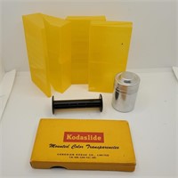 Kodak slide cases, aluminum film can - WD