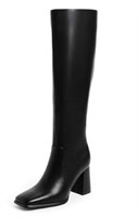 [Size : 6] Black Knee High Boots For Women Chunky