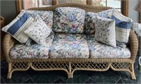 Wicker Upholstered Cushion Sofa
