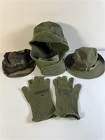 Military Hat and Glove Lot