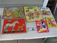 Lot of Vintage Children's Puzzles & Books - As
