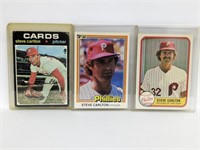 Steve Carlton HOF Baseball Card Lot (3 Total)