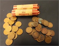 120 pièces 1 cent USA en cuivre 1909-1956 (Wheat