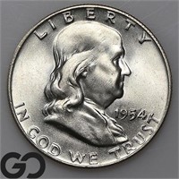 1954-D Franklin Half Dollar, Gem BU FBL Bid: 55