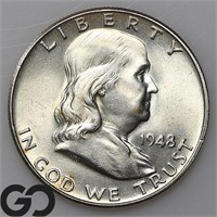 1948-D Franklin Half Dollar, Gem BU FBL Bid: 68