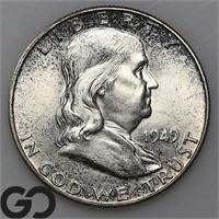 1949 Franklin Half Dollar, Near Gem BU FBL Bid: 60