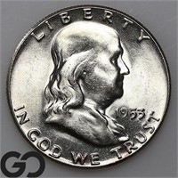 1953 Franklin Half Dollar, Near Gem BU Bid: 25
