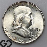 1948 Franklin Half Dollar, Gem BU FBL Bid: 75