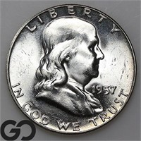 1957 Franklin Half Dollar, Near Gem BU FBL Bid: 26