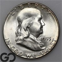 1953-S Franklin Half Dollar, Near Gem BU Bid: 26