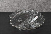 Vintage Clear Crystal Leaf Shaped Bowl