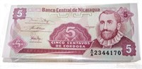 Lot 100 - Banco Nicaragua CINCO CENTAVOS in Sequen
