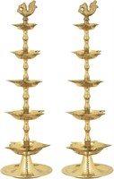 2pack Standing Brass Kerala Samai Oil Lamp 11"