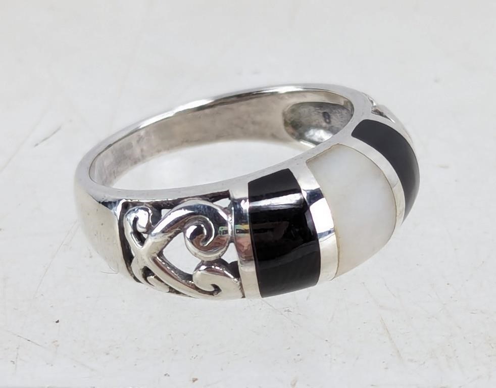 925 Sterling Silver Mother of Pearl and Black