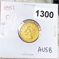 1851-O $2.50 Gold Quarter CHOICE AU