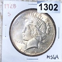 1928-S Silver Peace Dollar CHOICE BU