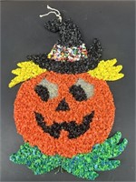 Vintage Plastic Halloween Pumpkin Wall Hanger