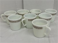 Set of 8 - Pyrex Milk Glass Coffee Mugs