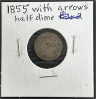 1855 Seated Liberty US Half Dime w/ Arrows