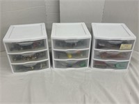3 Sterilite Desk Drawers With Various Office
