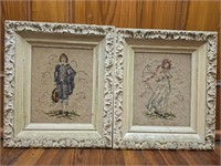 Pair of framed knitted pinky & Blue Boy
