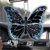 "Blue Butterfly Faith" Car Ornament