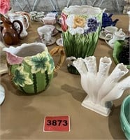 White Vase, Floral Pitcher W/Matching Vase