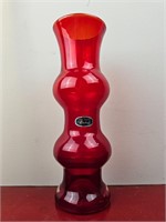 ruby red bischoff bubble vase