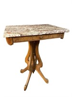 WALNUT MARBLE TOP CENTER TABLE