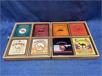 (8) Camel cigarette tins in wood box