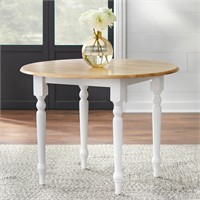Two-tone 40-inch Round Drop-leaf Table
