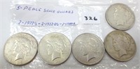 5 - Peace silver dollars