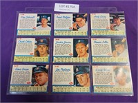 SHEET OF 9 1962 POST CEREAL BASEBALL CARDS