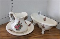 SMALL PITCHER AND WASH BASIN AND SMALL BATH TUB