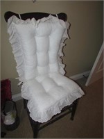 old chair,3 pillows & wall decoration