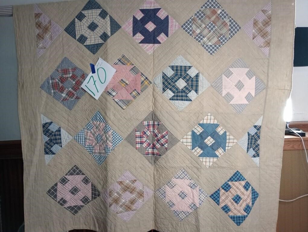 ANTIQUE "CHURN DASH" PATTERN QUILT