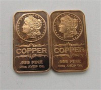 (2) 1oz Copper Bars