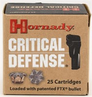 25 Rounds Of Hornady Critical Defense .38 SPL Ammo