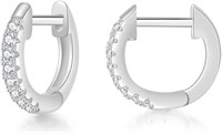 14k Gold-pl .24ct White Topaz Huggie Earrings