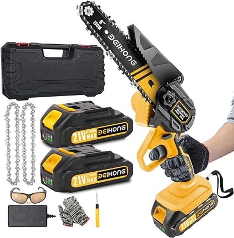 BEI & HONG Mini Chainsaw Cordless 6-Inch with 2