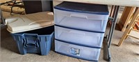 3 drawer plastic unit and tote with lid