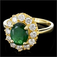 2.00ct Emerald & 1.00ctw Diam Ring in 14K Gold