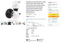 B166  Knobelite Crystal Privacy Knobs 6 Pack Br