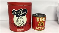 Food cans, King Syrup & Charles Chips (unusual in