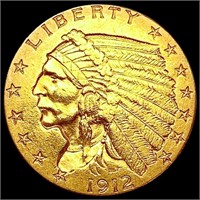1912 $2.50 Gold Quarter Eagle CHOICE AU