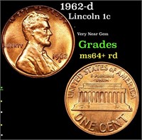 1962-d Lincoln Cent 1c Grades Choice+ Unc RD
