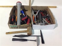 Hand tools including utility knife, chalk line,
