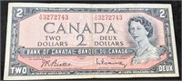 1954 Bank of Canada $2 Bank Note - Beattie / Rasmi
