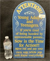 ATTENTION TEENAGERS WOOD WALL HANGING