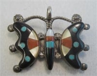 Zuni SS Multi Stone Inlay Butterfly - Tested